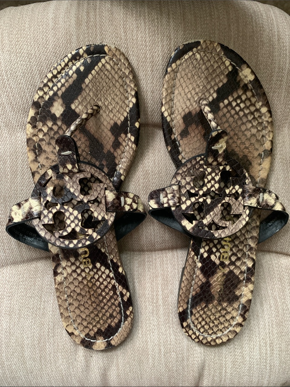Tory Burch Snake-Print Sandals